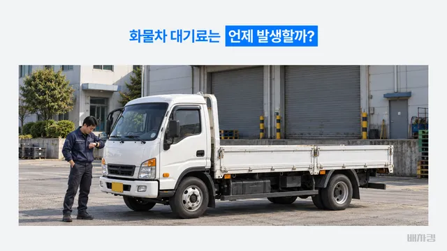 상차 시간에 맞춰 도착한 화물차가 화물 준비를 기다리며 대기하는 모습